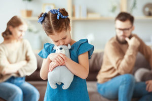 Parent talking with child about divorce
